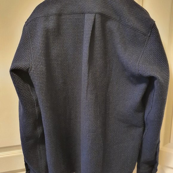 Schnaydermans Navy Wool Waffle Boxy Shirt Jacket - Picture 6 of 8